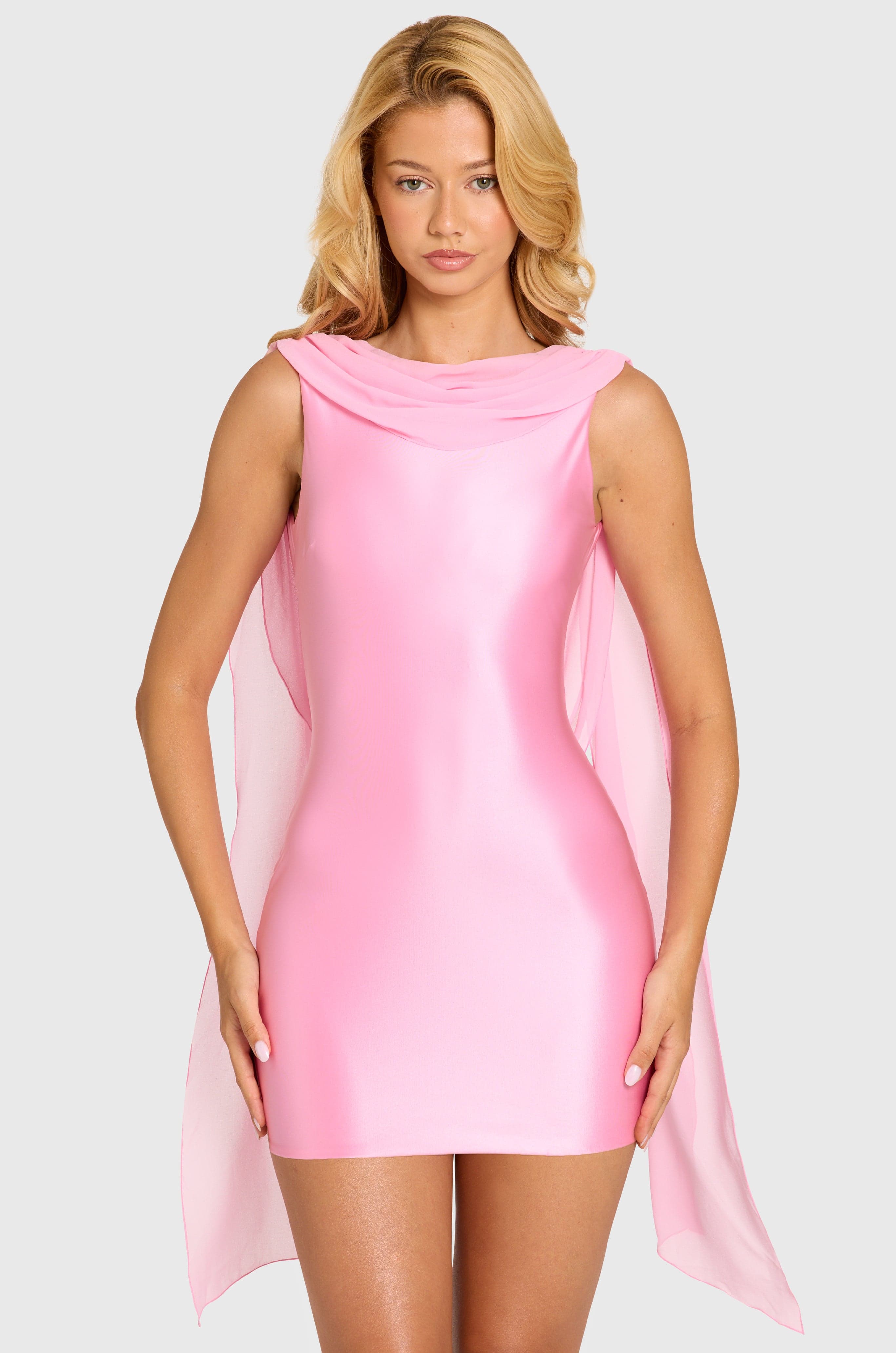 Venya draped mini dress in blossom pink